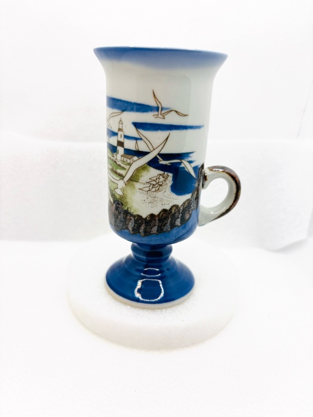 Vintage Otagiri Irish Coffee Mug Seagulls and Lighthouse Stoneware